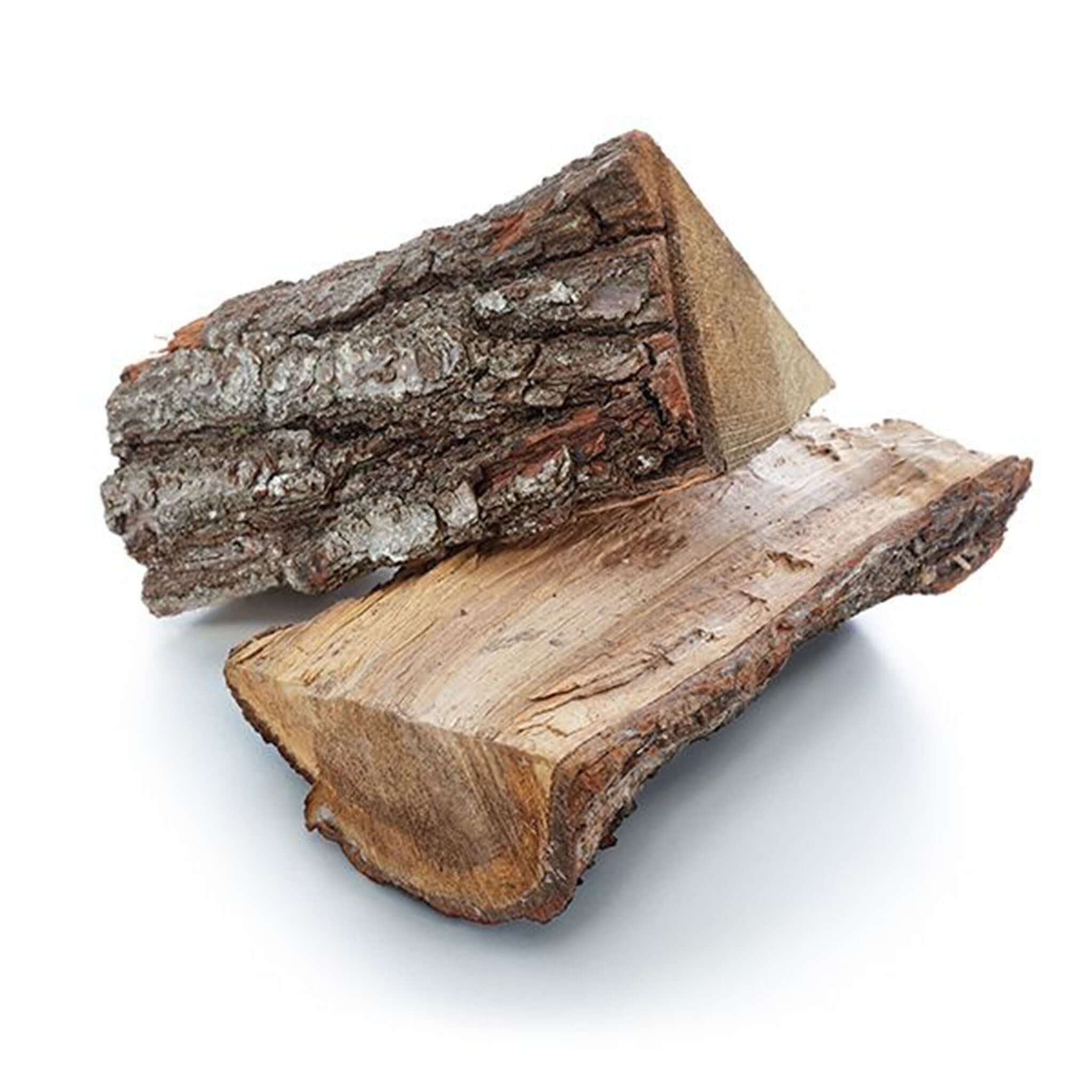 Two pieces of firewood on a white background