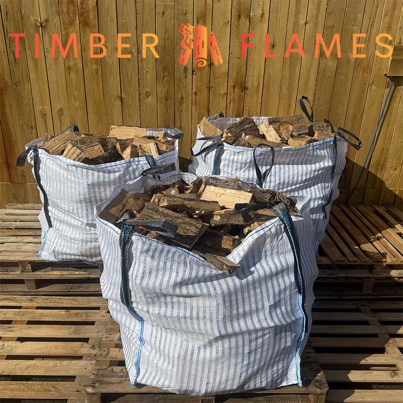 Three Bulk Bags Seasoned Hardwood Firewood