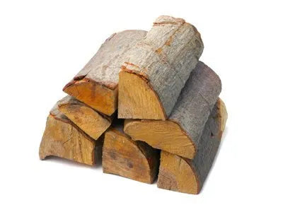 Stack of firewood logs on a white background