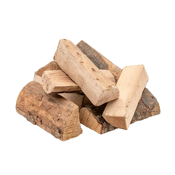 Stack of wooden logs on a white background